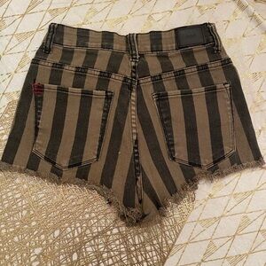BDG Black and Green Striped Jean Shorts